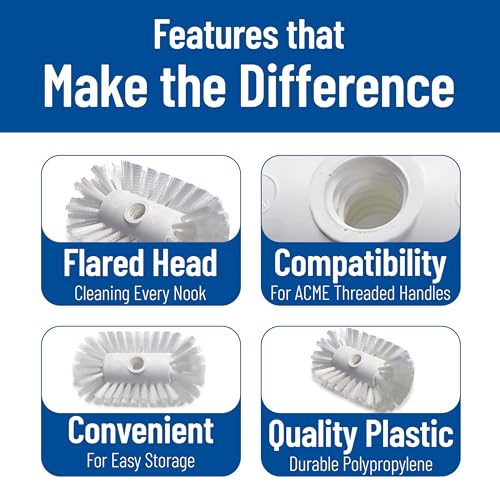 SPARTA Flared Tank and Kettle Brush Head, 7.5 Inch, White | Spectrum, 5.5-Inch Diameter, Nylon Bristles, Threaded Handle Compatible, Chemical Resistant, BPA Free - size: 5.5 x 7.5 Inches