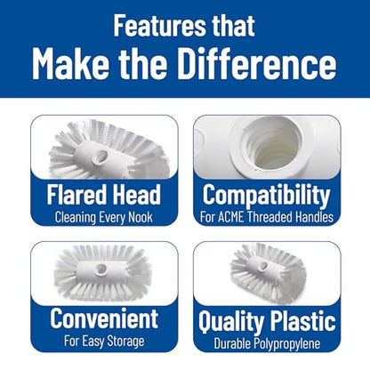 SPARTA Flared Tank and Kettle Brush Head, 7.5 Inch, White | Spectrum, 5.5-Inch Diameter, Nylon Bristles, Threaded Handle Compatible, Chemical Resistant, BPA Free - size: 5.5 x 7.5 Inches