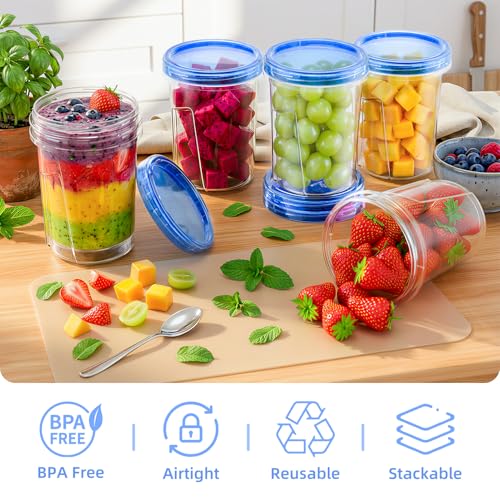 Freezer Storage Containers, 6 Pack-33 OZ Food Storage Containers with Twist Top Lids, Reusable Plastic Containers with Lids, Soup Containers for Meal Prep, Overnight Oats, Leftovers, Snack