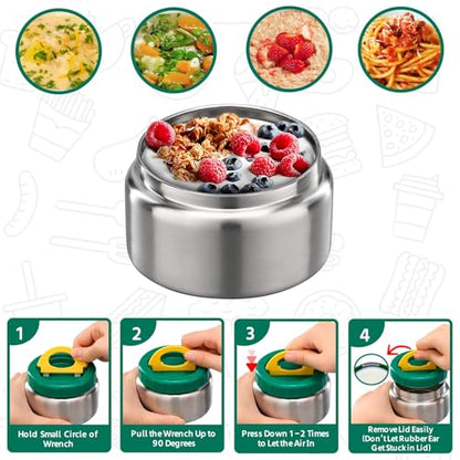 MAISON HUIS 8oz Soup Thermo Wide Mouth Vacuum Insulated Thermo Jar, Leak Proof Stainless Steel Food Container for Hot&Cold Food Kids Lunch Soup for School Travel (Green) - color: Green