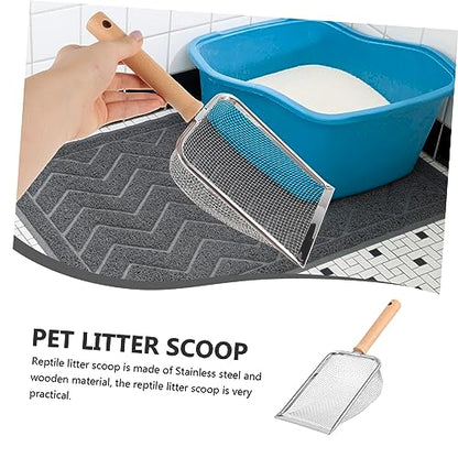 Toyvian Reptile Litter Scoop with Comfortable Wooden Handle Tool for Cleaning Turtle Lizard Snake and Frog Waste Efficient Mesh Design for Easy Use Reptile