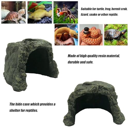 Reptile Rock Hide Cave Tortoise Hideout Turtle Basking Rock Snake Hide Habitat for Amphibian Lizard Fish Bearded Dragon Leopard Gecko - style: STYLE-A