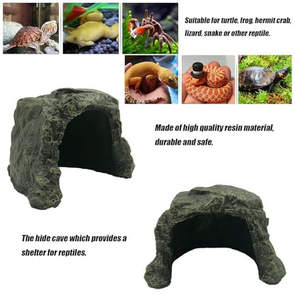 Reptile Rock Hide Cave Tortoise Hideout Turtle Basking Rock Snake Hide Habitat for Amphibian Lizard Fish Bearded Dragon Leopard Gecko - style: STYLE-A