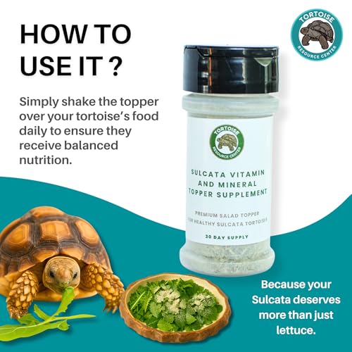 Baby Sulcata Tortoise Food Bundle | Superfood Powder + Vitamin & Mineral Topper | Complete Premium Diet & Nutrition for Baby Sulcata Tortoises | 30 Day Supply