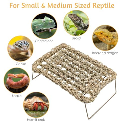 BNOSDM 2PC Reptile Basking Platform for Bearded Dragon Bed Tank Accessories - color: 2PCS Hammock