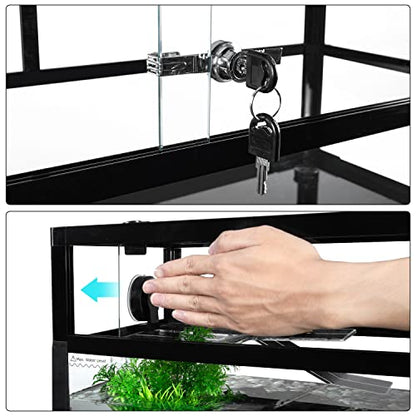 REPTIZOO 18 Gallon Turtle Tank Aquarium, 30"×12"×12" Tortoise Habitat Water-Land Ecological Turtle Tank with Drainage System Aquatic Aquarium - size: 30"×12"×12"