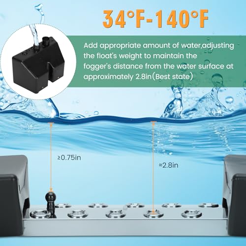 Ultrasonic Mist Maker Fogger 10 Head(8400ml/H),110V 350W Power Water Proof Ultrasonic Mister,Ultrasonic Fogger Humidifier with Float,for Vegetable Preservation,Landscape,Halloween Atmosphere - size: 10 HEAD