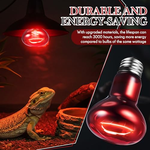 6 Pack 75 W Reptile Heat Bulbs Red Heat Lamp Bulb Infrared Lamp Red Basking Light Bulbs for Reptiles, Bearded Dragon, Lizard, Tortoise, Chickens, Leopard Gecko, Amphibian, Pets - color: Infrared