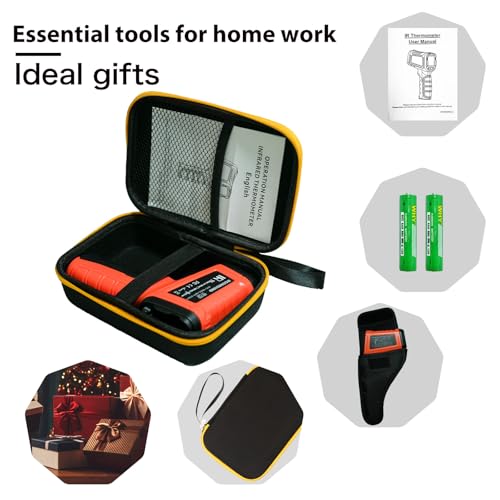 -58°F to 2732°F Infrared Thermometer Gun, Industrial 50:1 Ratio | Built for Kilns, Furnaces & Metal Processing • 13-Point Laser Guidance • MIN/MAX/AVG/DIF Analysis - color: Orange/-58°F to 2732°F-Carrying Case