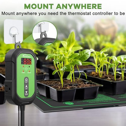 10"x 20" Seedling Heat Mat and Digital Thermostat Combo Set - KOKOPRO Warm Hydroponic Heating Pad for Seed Germination Indoor Gardening Greenhouse for Reptiles Seedlings Incubation Fermentation - color: 10''x20.75''-Heat Mat & Thermostat Combo