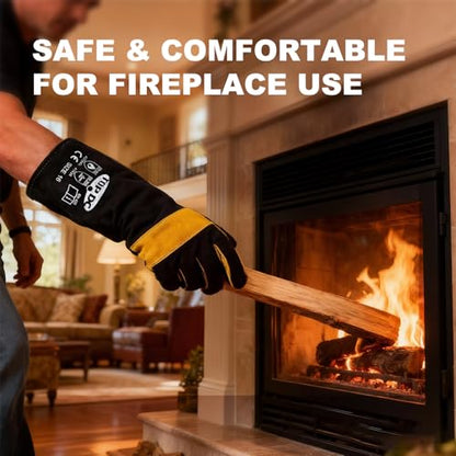 TOPDC Welding Gloves 16-Inch 932°F Heat Resistant Leather for MIG, Stick | Foil Layer, 1.2 mm Cowhide, Kevlar Stitching and Cotton Lining; Cuff Protects Forearms for Fireplace, Grill and Stove Use - color: 16 Inch Black-yellow