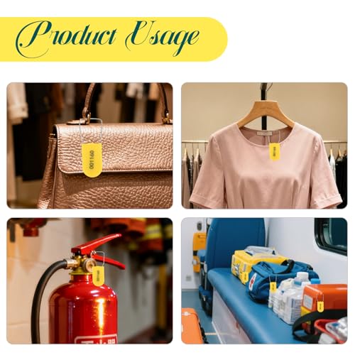 20pcs Security Metal Wire Padlocks, Plastic Security Seals Disposable Anti-Tamper Tag Locks with Numbered Anti Tamper Tag Hasps (Yellow, 20pcs) - color: Yellow, size: 20pcs