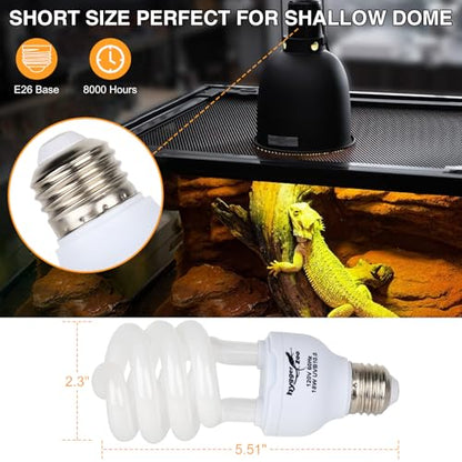 UVB Reptile Light UVA UVB Bulb, 10.0 18W UVB Light for Reptiles Bearded Dragons, UVA UVB Reptile Light Bulb Reptile Lamp for Bearded Dragon Lizards Turtles Snakes Geckos Desert Reptile Tank - size: 10.0-5.51 Inch