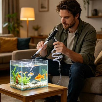 Gravel Vacuum for Aquarium Hand Pump Siphon Water Changer | Water Cleaner Gravel Siphon for Aquariums for Maintenance Cleaning Reptile Shrimp Home Office Apartment Dorm