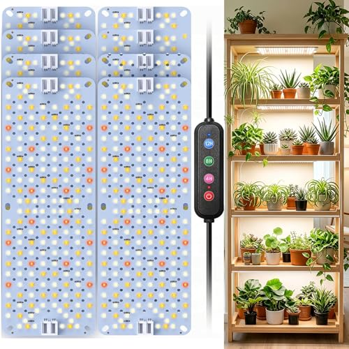 SDOVUERC Full Spectrum 1536 LEDs Grow Lights, 100W Plant Grow Lights for Indoor Plants with Daisy Chain Function, Sunlike Spectrum,4/8/12/16/20H Timer for Seed Starting(Pack8) - color: Panel Grow Light(8Pack)