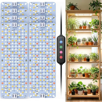 SDOVUERC Full Spectrum 1536 LEDs Grow Lights, 100W Plant Grow Lights for Indoor Plants with Daisy Chain Function, Sunlike Spectrum,4/8/12/16/20H Timer for Seed Starting(Pack8) - color: Panel Grow Light(8Pack)