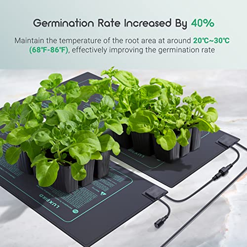 LUXBIRD 2 Pack Seedling Heat Mats with Digital Thermostat Controller, 10" x 20.75" 30W for Seed Starting, Germination, Hydroponics, Brewing, Breeding, Greenhouses (LB-HT02) - size: 2 Pack-10x20.75