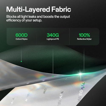 VIVOSUN 5x3 Grow Tent 60"x32"x80"High Reflective Mylar Tent Indoor Grow | Heavy-duty Zippers, Sturdy Metal Frame, Wide Clear Window, Removable Floor Tray, 100% Reflective Mylar Interior - size: 60"x32"x80"