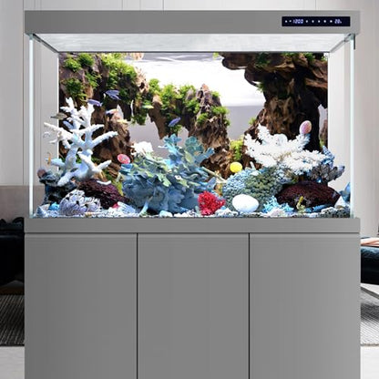 AWERT 48x24 inches Viewing Stone Fish Tank Background Aquatic Plant River Bed & Lake Aquarium Background Seaweed Aquarium Vinyl Background | AWERT Aquatic Plant Seaweed Mossy Rock Vinyl Aquarium Background - size: 48x24in/120x60cm