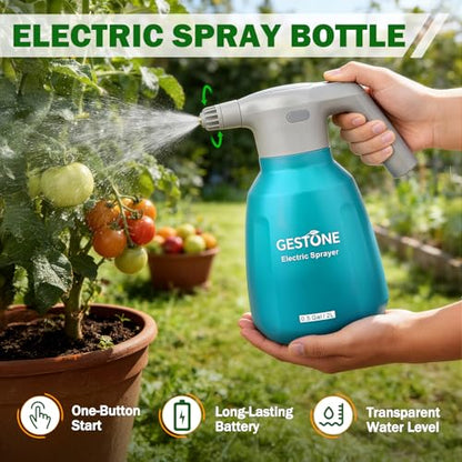 Electric Spray Bottle 1/2 Gallon Plant Mister with Spraying Rod | Automatic Electric Water Sprayer, Adjustable Nozzle, Spray 60 Bottles Once Charge, For Plant Fertilizing,Weeding and Cleaning