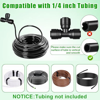 20 Pack 1/4" Irrigation Fittings Tee Connectors,Quick Connect | Push to Connect Fittings,Locked Anti-Drip,1/4 Inch Irrigation Tubing Fittings,for Garden 1/4 Drip Irrigation System - size: 20 Pack 1/4" Tee