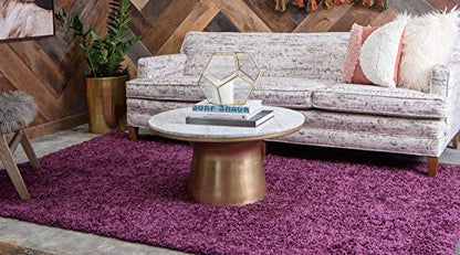 Unique Loom Solid Shag Collection Area Rug (2' x 3' 1" Rectangle, Eggplant Purple) - color: Eggplant Purple, size: 2' x 3'1" (Rectangular)