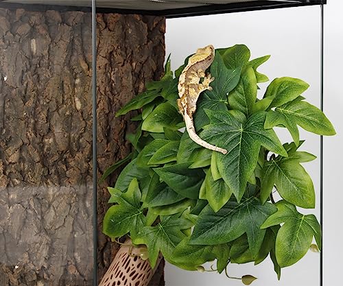 Fake Sweet Potato Vine, Reptile Climbing Hanging Suction Plants | For Crested Gecko Lizard Snake Terrarium Habitat - color: Fake Sweet Potato Vine
