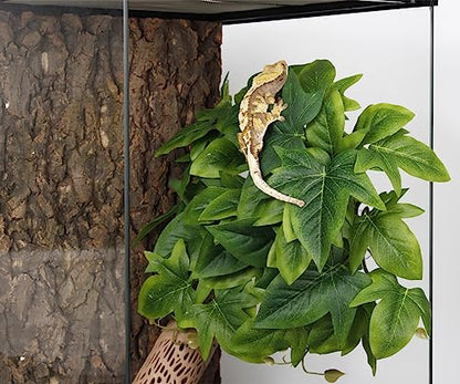Fake Sweet Potato Vine, Reptile Climbing Hanging Suction Plants | For Crested Gecko Lizard Snake Terrarium Habitat - color: Fake Sweet Potato Vine