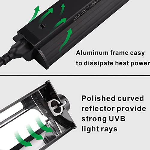 Aiicioo T5 UVB Lighting Combo Kit - Desert 10.0 Terrarium Hood Light Fixture & High Output T5 HO UVB Bulb for Reptiles Chameleon Gecko (22Inch 24W) - size: 22Inch 24W