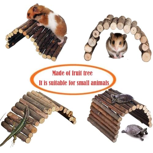 Hamster Bridge Rat Ladder Wooden Bridge Toy for Small Animals Cage Wood Ladder Natural Hideout for Guinea Pig Chinchilla Ferret Reptile (Pack of 4) (4ladder) - size: 8.0"L x 4.0"W