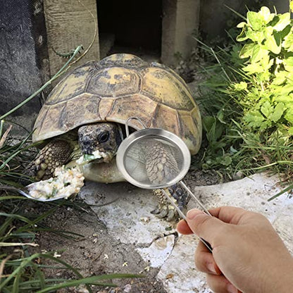 Abaodam 2pcs Stainless Steel Reptile Sand Shovel Fine Mesh Substrate Scoop for Cleaning Tortoise Lizard Litter Edges for Reptile Care