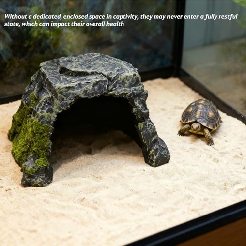 Reptile Hides and Caves, Tortoise Hide House Habitat | Reptile Tank Accessories, Resin Bearded Dragon Hideout Turtle House for Bearded Dragon Gecko Snakes Chameleon Frogs Fish