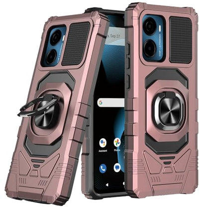 for Cricket Magic 2 5G 2024 U655AC Robotic Ring Stand Hybrid Cover Phone Case + Extreme Band (Rose Gold) - color: Rose Gold