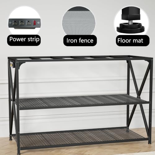 55-75 Gallon Fish Tank Stand, 49.2 x 19.7x 31.5 Inch | Industrial Aquarium Stand with Power Outlet and Switch, Turtle Tank, Reptile Terrariums and Breeder Tank Stand, Black - color: Black