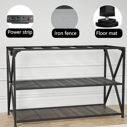 55-75 Gallon Fish Tank Stand, 49.2 x 19.7x 31.5 Inch | Industrial Aquarium Stand with Power Outlet and Switch, Turtle Tank, Reptile Terrariums and Breeder Tank Stand, Black - color: Black