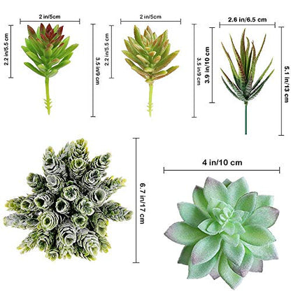 Winlyn 6 Pcs Unpotted Fake Succulents Assorted Faux Succulent in Different Green Artificial Hanging Succulents Textured Faux Succulent Pick Hanging String of Pearls Plant for Wedding Centerpieces