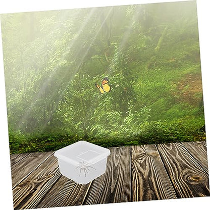 Angoily 2pcs Box Mini Reptile Container Insect Container Spider Box for Feeding Breathing - color: Transparentx2pcs, size: 12X12X7CMx2pcs
