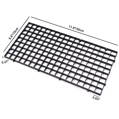 4 Pcs Aquarium Divider Tray Plastic Grid Aquarium Egg Crate Light Diffuser, Fish Tank Divider Filter Bottom Isolation with 8 Pcs Sucker Clip(Black)