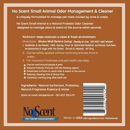 No Scent Small Animal Guinea Pig Cage Cleaner | Hamster & Rabbit Habitat Pet Odor Spray (2 Fl Oz / 59 mL) - size: 2 Fl Oz (Pack of 1)