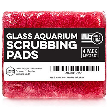 Evergreen Pet Supplies Aquarium Glass Cleaner Sponge - Non-Scratch Aquarium Glass Scrubber - Durable Tank Sponge Cleaner - Ergonomic Fish Tank Pad - Pack of 4, Red, 3.25 in x 3.25 in x 1 in