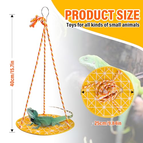 Lizard Swing Hammock, 15.7 * 9.8 Inch Reptile Hammock Climbing Hanging Bed for Bearded Dragon, Lizard, Gecko, Snake (Yellow Lattice) - color: Yellow Lattice