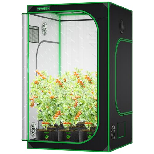 VIVOSUN S558 5x5 Grow Tent 60"x60"x80" High Reflective Mylar Tent | Wide Observation Window & Removable Floor Tray, 100% Reflective Mylar Interior, Sturdy Steel Frame for Plant Grow Setup - size: 60"x60"x80"