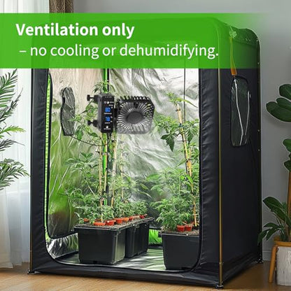 4" Grow Tent Clip Fan with Temperature & Humidity Control, LCD Display, Oscillating Fan for Hydroponics