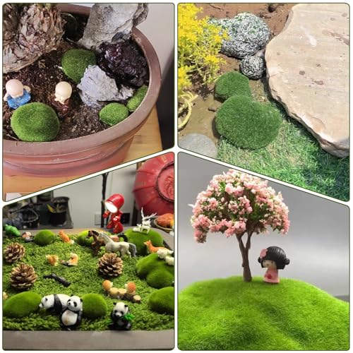 40PCS Artificial Moss Rocks, 4 Size Fake Moss Rocks, Green Moss Decor for Floral Arrangements, Fairy Gardens and Crafting