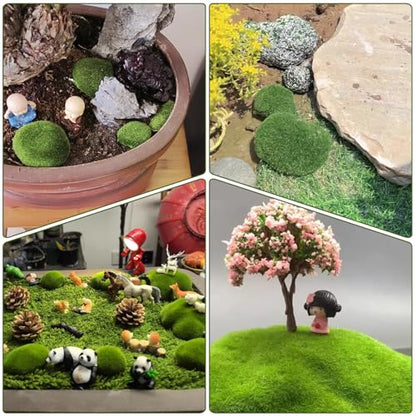 40PCS Artificial Moss Rocks, 4 Size Fake Moss Rocks, Green Moss Decor for Floral Arrangements, Fairy Gardens and Crafting