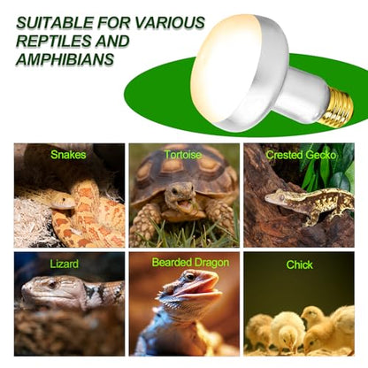 100W Reptile Heat Lamp Bulbs 2 Pack, UVA Basking Light Bulb with Simulate Natural Sunlight & E26 Base - 3000Hrs Basking Heating Lamp Bulb for Bearded Dragons, Turtles, Snakes, Lizards