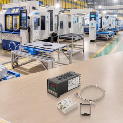 REX-C100 PID Temperature Controller Kit With SSR-25DA Relay And 1M K-Type Thermocouple, Digital Display Thermostat For Industrial Automation, AC250V 3A