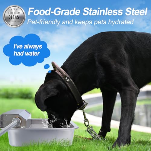 1Gal/3.8L Automatic Water Dispenser for Dogs, Patented Automatic Dog Water Bowl Dispenser, Stainless Steel Water Bowl for Livestock Chicken, Outdoor Dog Water Feeder Fit 3/4'' GHT Faucet - color: SS-sliver