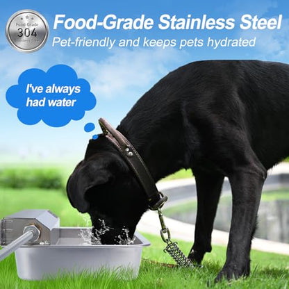 1Gal/3.8L Automatic Water Dispenser for Dogs, Patented Automatic Dog Water Bowl Dispenser, Stainless Steel Water Bowl for Livestock Chicken, Outdoor Dog Water Feeder Fit 3/4'' GHT Faucet - color: SS-sliver