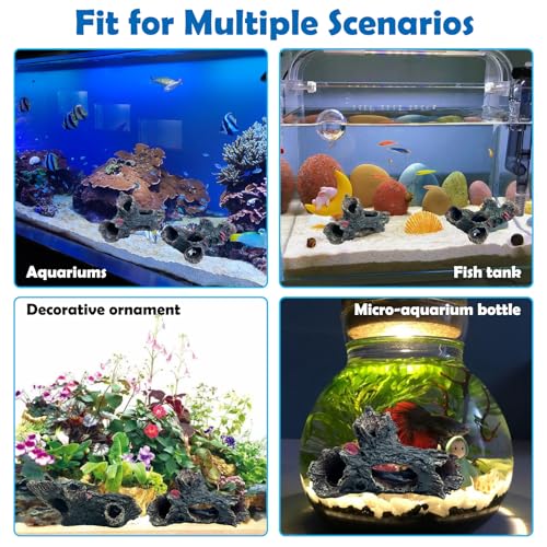 Tfwadmx 2 Pcs Decaying Trunk Aquarium, Betta Fish Ornament, Freshwater Ornament - Small Resin Aquarium Decoration Log, 20 Gallon Fish Tank Wood with Holes & Aquarium Hideout Caves - size: Style 3 (2 PC)
